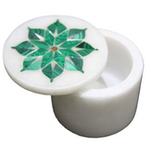 Round Jewelry Storage Box Inlaid Malachite Gemstone In Usa
